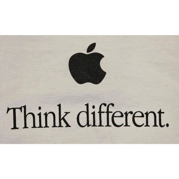 Vintage Apple Think Different T-Shirt 90s FOTL White Black Macintosh Mac Mens XL - Picture 3 of 7